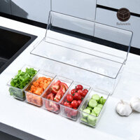 Hộp đựng trái cây tủ lạnh Relaxorix có không gian bếp đá Nắp trong suốt 5 ngăn Salad trái cây Hộp đựng rau củ Hộp đựng gia vị dã ngoại Vỏ đá lạnh Caddy