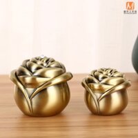 Hộp đựng trang sức cao cấp phong cách châu Âu Hộp trang sức tinh tế Hộp đựng nhẫn hoa hồng cổ điển chống rơi bằng kim loại * * * -