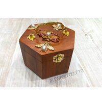 Hộp đựng trang sức gỗ hương hình lục giác  - hộp đựng tiết kiệm