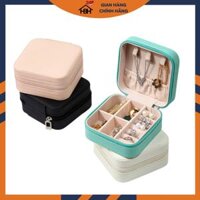 Hộp Đựng Trang Sức Mini Cho Nữ, Đựng Vòng Cổ Nhẫn Bông Tai Hộp Đựng Đồ Trang Sức Có Khóa Kéo -  Đen