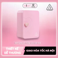 Hộp Đựng Trang Sức, Mỹ Phẩm 3CE Kiểu Dáng Tủ Lạnh Tay Cầm Trái Tim Cao Cấp Bóng Màu Hồng