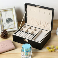 Hộp Đựng Trang Sức Nữ Trang Cỡ Lớn Da Cao Cấp - Đen