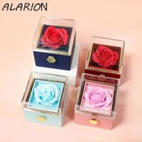 Hộp đựng trang sức xoay ALARION, Hộp đựng đồ lót đôi Hộp đựng trang sức hoa, Vòng cổ hoa hồng vĩnh cửu bằng Acrylic sáng tạo Hộp quà tặng trang sức bảo quản dành cho nữ Bạn gái