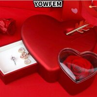 Hộp đựng trang sức YOWFEM, Hộp quà hoa xà phòng đỏ, Hộp giấy đóng gói quà tặng hoa hồng xuyên thấu trái tim Quà tặng ngày lễ tình nhân
