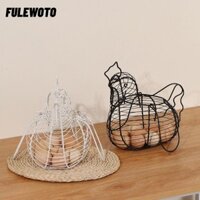 Hộp đựng trứng FILEWOTO, Giỏ đựng trứng trắng đen hình gà, Hộp đựng trứng nghệ thuật sắt Giỏ đựng đồ gia dụng