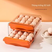Hộp Đựng Trứng Hai Lớp Kiểu Ngăn Kéo Nhà BếpPETTrong Suốt32Hộp Bảo Quản Tủ Lạnh Lưới Có Thể Được Xếp Chồng Lên Nhau