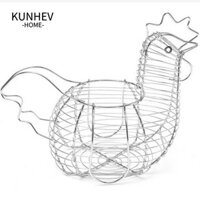 Hộp đựng trứng KUNHEV, Giỏ đựng trứng bạc hình gà, Hộp đựng rau củ nghệ thuật bằng sắt bền bỉ Đồ dùng gia dụng