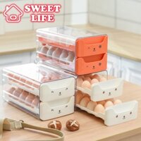 Hộp Đựng Trứng Tủ Lạnh 2 Tầng Sức Chứa 18 Ô, Có Ngăn Kéo Tiện Lợi, Tiết Kiệm Diện Tích Tủ Lạnh