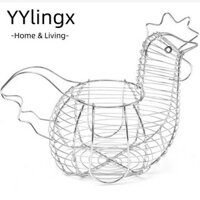 Hộp đựng trứng YYLINGX, Giỏ đựng trứng bạc hình gà, Hộp đựng rau củ nghệ thuật bằng sắt bền bỉ Đồ dùng gia dụng