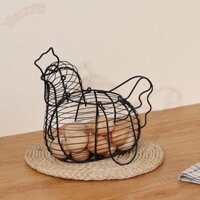 Hộp đựng trứng ZHAOX55, Giỏ đựng trứng hình gà nghệ thuật bằng sắt, Giỏ đựng trứng trắng đen Giỏ đựng đồ gia dụng