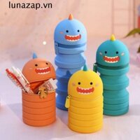 Hộp đựng văn phòng phẩm bằng silicon LUNAZAP, Hộp đựng bút chì khủng long nhỏ dung tích lớn Kawaii, Đồ dùng học tập Hoạt hình Ví đựng tiền xu 3D dễ thương dành cho học sinh