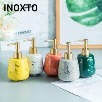 Hộp đựng xà phòng bằng đá cẩm thạch INOXTO, Hộp đựng xà phòng cầm tay bằng gốm 300ml, Gel tắm gội nhẹ Nước rửa tay có thể đổ lại sang trọng Chai phụ