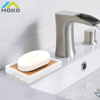 Hộp đựng xà phòng bằng nhựa tre hai lớp Luxspire để tắm bồn rửa nhà bếp, Hộp đựng xà phòng bằng gỗ, Khay hoa văn đá cẩm thạch phòng tắm