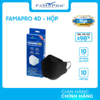 HỘP - FAMAPRO 4D - Khẩu trang y tế kháng khuẩn cao cấp Famapro 4D tiêu chuẩn KF94 10 cái hộp - ĐEN - 1 HỘP