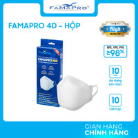 HỘP - FAMAPRO 4D - Khẩu trang y tế kháng khuẩn cao cấp Famapro 4D tiêu chuẩn KF94 10 cái hộp - TRẮNG - 1 HỘP