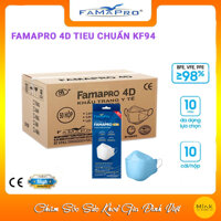 HỘP - FAMAPRO 4D - Khẩu trang y tế kháng khuẩn cao cấp Famapro 4D tiêu chuẩn KF94 10 cái hộp - XANH DA TRỜI - 1 THÙNG 50 HỘP