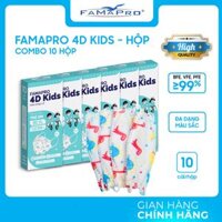 HỘP - FAMAPRO 4D KIDS - Khẩu trang trẻ em kháng khuẩn cao cấp Famapro 4D KIDS tiêu chuẩn KF94 10 cái hộp - KHỦNG LONG BABY - COMBO 10 HỘP
