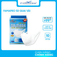 HỘP - FAMAPRO 5D DÂY VẢI - Khẩu trang y tế kháng khuẩn 3 lớp Famapro 5D Mask dây vải 10 cái hộp - TRẮNG - COMBO 5 HỘP
