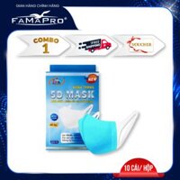 HỘP - FAMAPRO 5D DÂY VẢI - Khẩu trang y tế kháng khuẩn 3 lớp Famapro 5D Mask dây vải 10 cái hộp - XANH - COMBO 1 HỘP