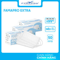 HỘP - FAMAPRO EXTRA - Khẩu trang y tế kháng khuẩn 4 lớp Famapro Extra 50 cái hộp - TRẮNG - COMBO 3 HỘP