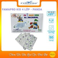 HỘP-FAMAPRO Khẩu Trang Kháng Khuẩn Trẻ Em 4 Lớp Famapro50 cái - PANDA - 1 hộp