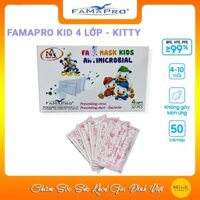 HỘP-FAMAPRO Khẩu Trang Kháng Khuẩn Trẻ Em 4 Lớp Famapro50 cái - KITTY - 1 hộp