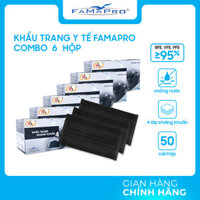 HỘP - FAMAPRO - Khẩu trang y tế kháng khuẩn 4 lớp Famapro 50 cái hộp - 1 HỘP - ĐEN