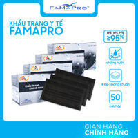 HỘP - FAMAPRO - Khẩu trang y tế kháng khuẩn 4 lớp Famapro 50 cái hộp - MAU ĐEN - COMBO 4 HỘP