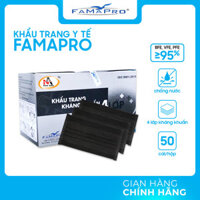 HỘP - FAMAPRO SUNNY - Khẩu trang y tế kháng khuẩn 4 lớp Famapro SUNNY 50 cái hộp - ĐEN - 3 HỘP