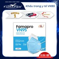 HỘP - FAMAPRO VN95 Khẩu trang y tế kháng khuẩn 4 lớp Famapro VN95 đạt chuẩn N95 10 cái hộp - XANH DƯƠNG - COMBO 1 HỘP