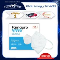 HỘP - FAMAPRO VN95 Khẩu trang y tế kháng khuẩn 4 lớp Famapro VN95 đạt chuẩn N95 10 cái hộp - Trắng - COMBO 1 HỘP