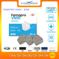 HỘP - FAMAPRO VN95 - Khẩu trang y tế kháng khuẩn 4 lớp Famapro VN95 đạt chuẩn N95 10 cái hộp - Xám