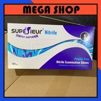 [HỘP] Găng tay NITRILE không bột SUPERIEUR màu xanh dương, chuyên dùng y tế size S