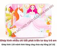 Hộp ghép hình 120 mảnh, miếng hình Nàng công chúa váy hồng (Số 10)