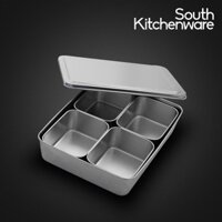 Hộp gia vị inox 100% 4 ngăn dụng cụ nhà bếp, nhà hàng buffet