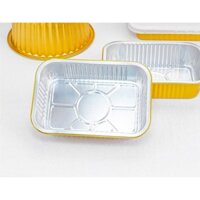 [Hộp giấy bạc nhôm] Hộp đóng gói giấy bạc nhôm chống rò rỉ, hộp cơm trưa giấy bạc nhôm vàng, chống cháy, chịu nhiệt độ cao, hộp cách nhiệt mang đi