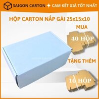 Hộp giấy carton gói hàng giày dép kiểu nắp gài mua 40 cái tặng 10 cái, sản xuất bởi SÀI GON CARTON