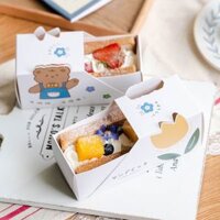 HỘP GIẤY ĐỂ BÁNH KẸP HÌNH HOA & GẤU- SET 5 CÁI