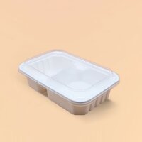 Hộp giấy đựng thức ăn 2 ngăn Fest Bio 600ml + nắp PET (Lốc 25 cái)