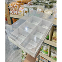 Hộp giấy nắp mica 6 ngăn size 24.5x17x10cm[set 5 hộp] - không bao gồm ly mica trong tròn