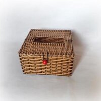 Hộp giấy nhựa giả mây đan hình vuông và chữ Nhật GDTH - Nâu,Vuông to