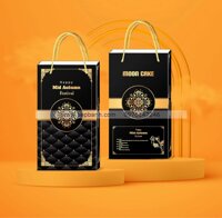 Hộp giấy trung thu 2 bánh 200-250gr đứng ĐEN ĐỒNG
