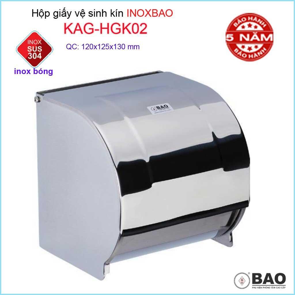 Hộp giấy vệ sinh inox 304 cao cấp BAO HGK02 12 x 12,5 x 13 cm