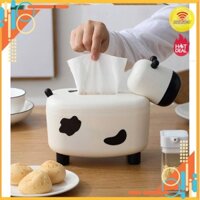 Hộp giấy🎁Xả 3 ngày🎁Hộp đựng giấy ăn tích hợp ống đựng tăm hình bò sữa 2in1