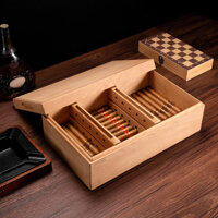 Hộp giữ ẩm cigar màu gỗ tự nhiên hiện đại CGL6457