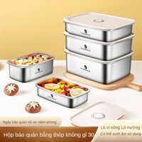 Hộp giữ tươi bằng thép không gỉ 304 Lò nướng Lò vi sóng Làm nóng Tủ lạnh Hộ gia đình Vuông Thực phẩm Hộp bảo quản kín