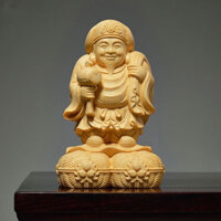 Hộp Gỗ Chắc Chắn Khắc May Mắn Truyền Thuyết Thần Tài Của Cải Phật Cửa Bảo Vệ Thần Phòng Khách Trang Trí Ô Tô Thủ Công