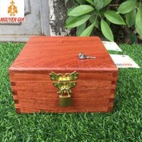 Hộp gỗ đựng tiền tiết kiệm 2 ngăn có khóa (Size Lớn)