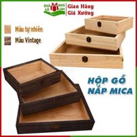 Hộp Gỗ Nắp Mica Có Khóa Hình Chữ Nhật 4cm QUAGONHALAM. Mẫu Đẹp - Hiện Đại - Đựng Quà Tặng Sang Chảnh - Nhiều Size