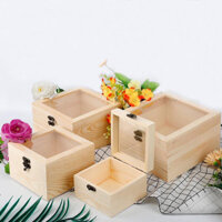 Hộp gỗ trơn nắp  mica trong  dùng đựng đồ vật, trang sức và các phụ kiện nhỏ